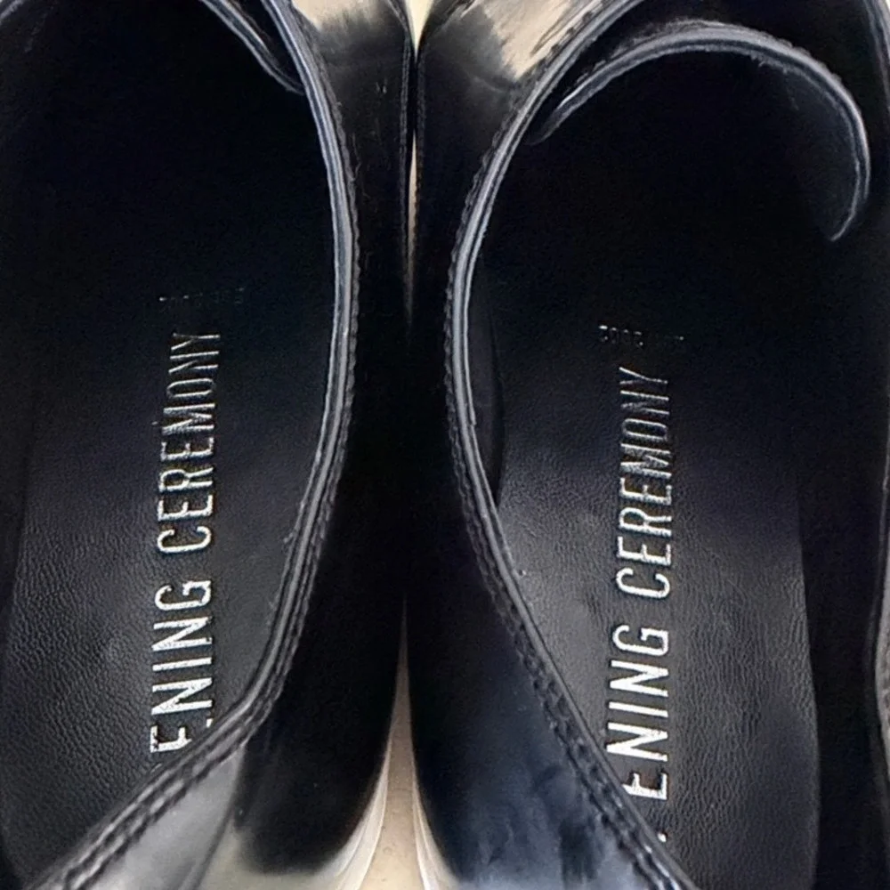 Opening Ceremony Women Sz 39 Black White Platform Zip Slip-On‎ Sneaker Shoes
